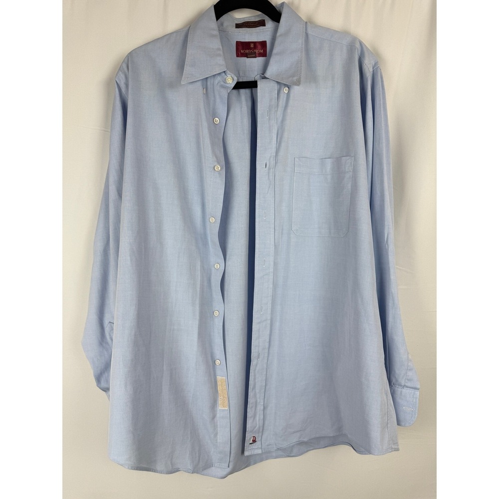 Nordstrom Vintage Classic‎ Dress Shirt 2x2 Pinpoint Long Sleeve Light Blue 16-33